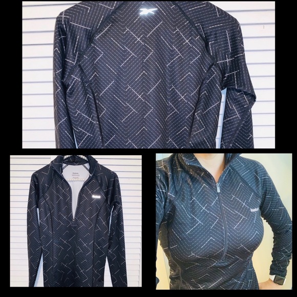 Jacket Reebok Reflective Performance Running Long Sleeve Sz Xs Gray 1/4 Zip - Picture 4 of 14